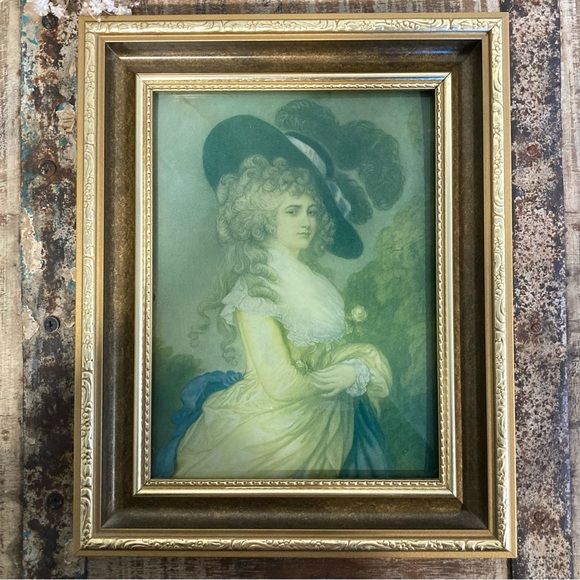 Convex Bubble Glass Framed Portrait Print Ornate Gold Frame 8x10 Victorian Lady - Picture 5 of 16